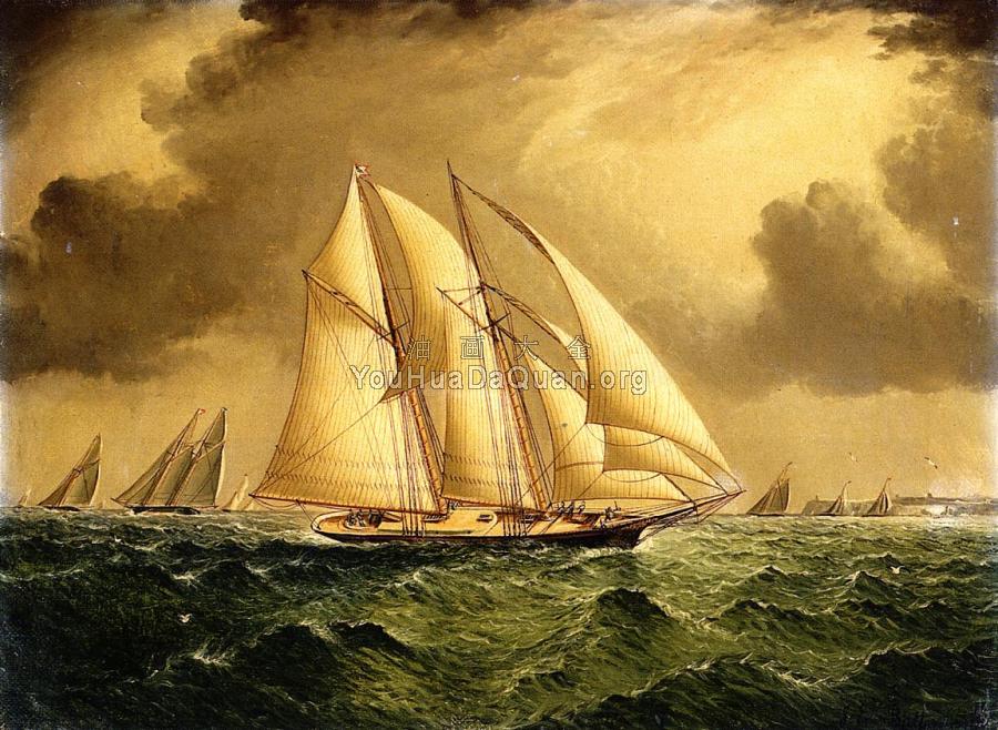 Schooners Racing off Sandy Hook - 詹姆斯·E·巴特斯沃思